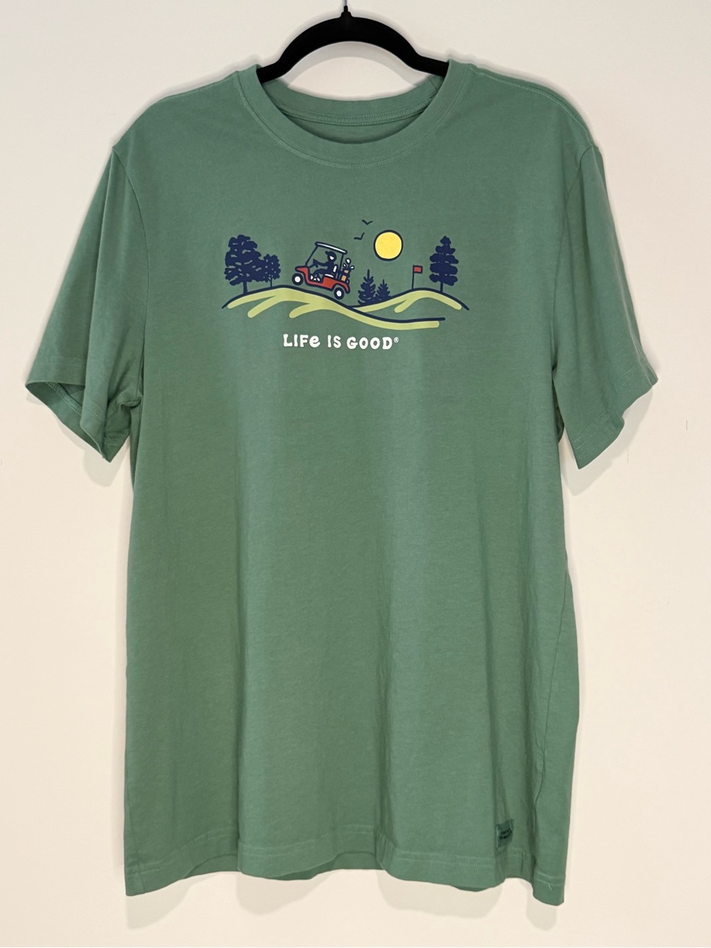 (L) Life Is Good Green Golf Cart Graphic Tee